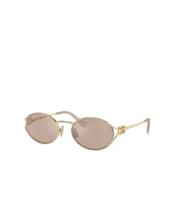 Miu Miu Oval Sunglasses In Pale Gold