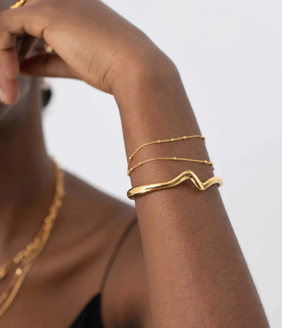 Molten Wave Cuff Bracelet In Gold