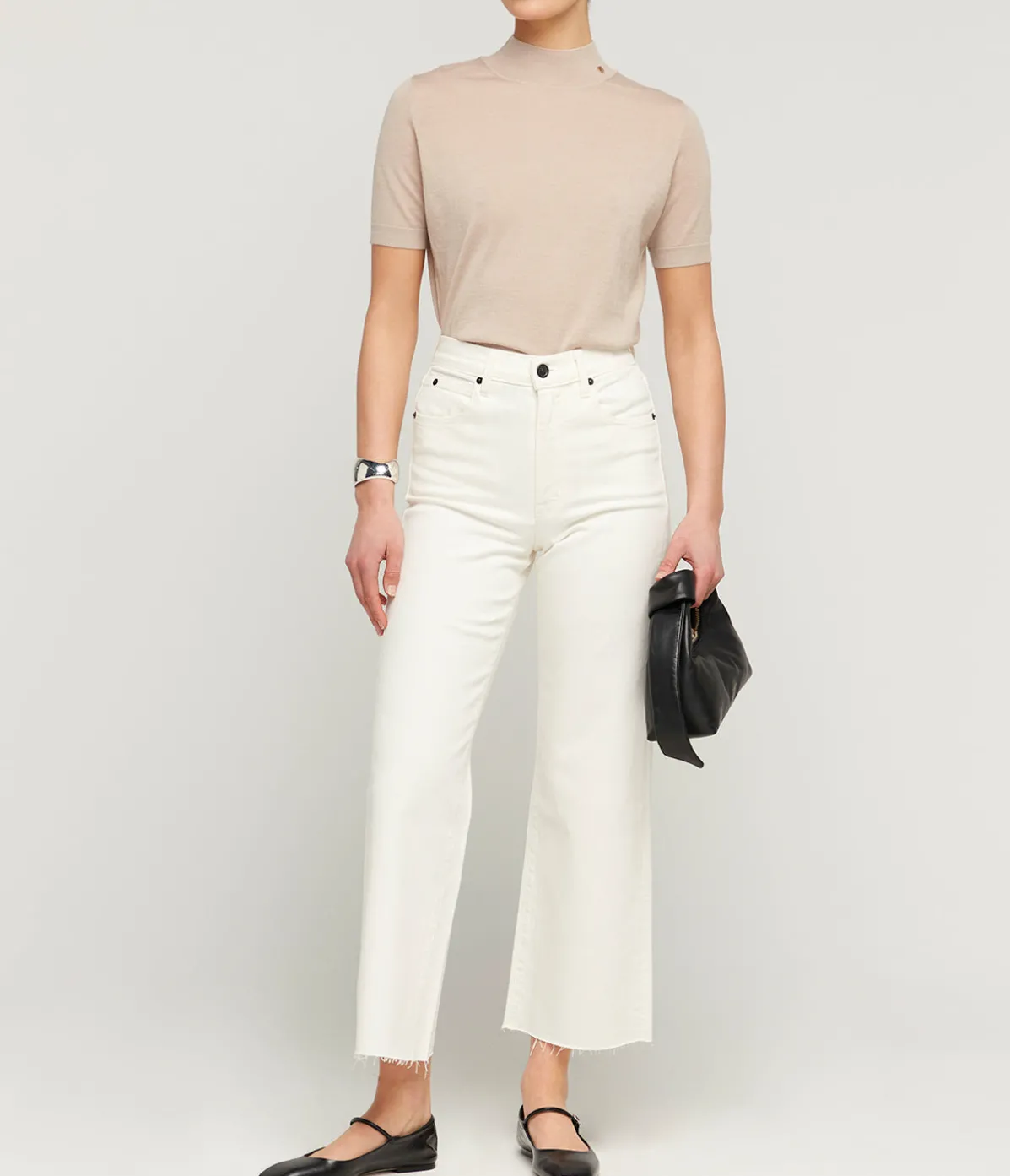 Monique Short Sleeve Sweater In Oatmeal