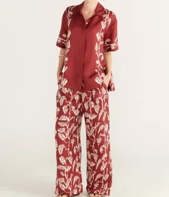 Montauk Silk Shirt In Burgundy Vine