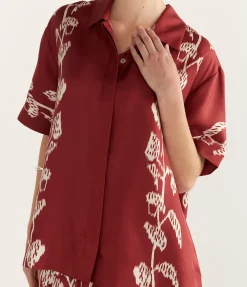 Montauk Silk Shirt In Burgundy Vine