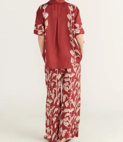 Montauk Silk Shirt In Burgundy Vine