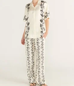 Montauk Silk Shirt In Ecru Vine