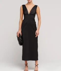 Nancy V-Neck Dress In Black