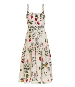 Nispero Linen Midi Dress In Bouquet