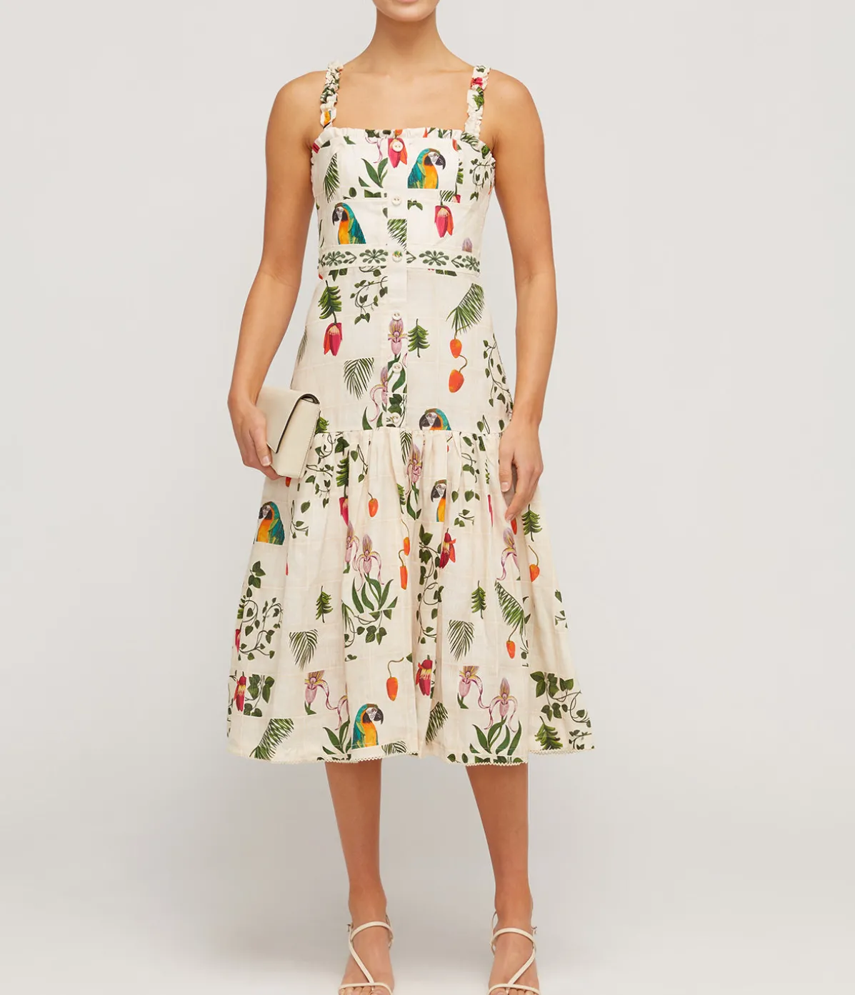 Nispero Linen Midi Dress In Bouquet