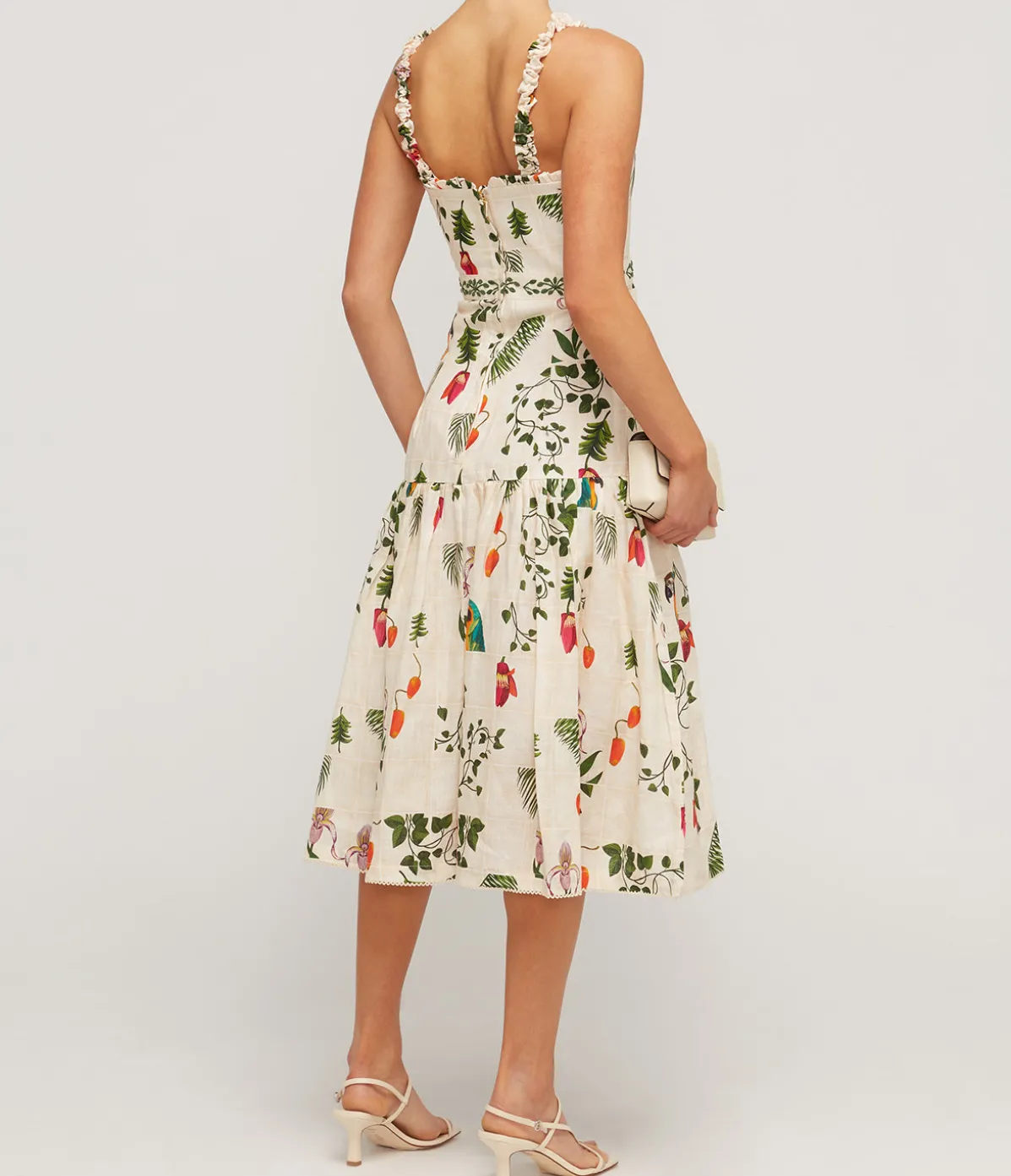 Nispero Linen Midi Dress In Bouquet