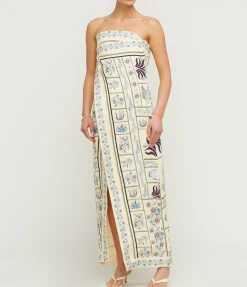 Noche Embroidered Wrap Dress In Tinaja