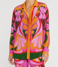 Nova Crepe Top In Seventies Orange