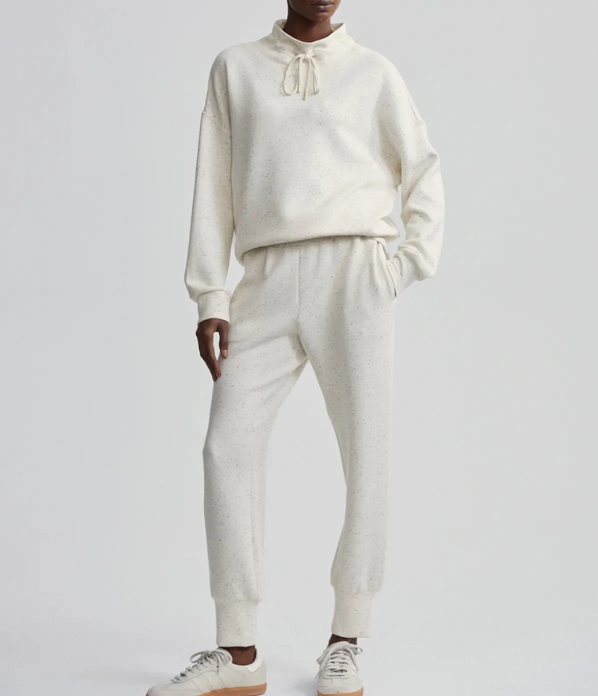 Oakdale Sweat In Ivory Marl Fleck