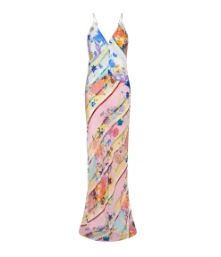 Olive Crepe Dress In Jardin Mix