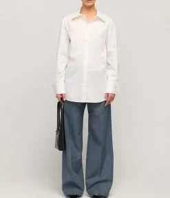 Open Back Cotton Shirt In White