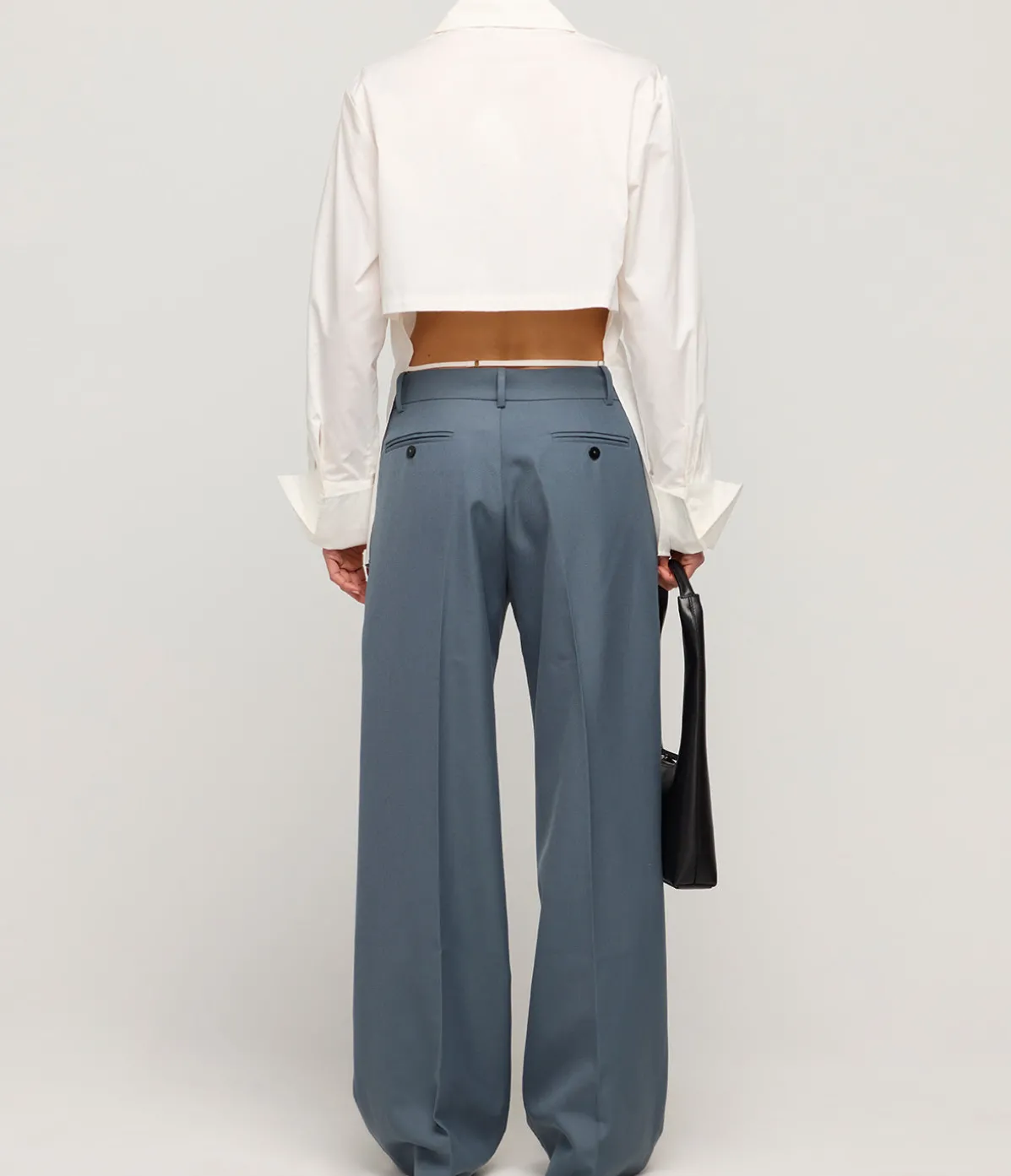 Open Back Cotton Shirt In White