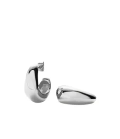 Organic Dome Hoop Earrings In Silver