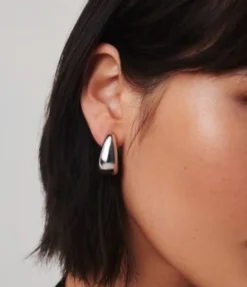 Organic Dome Hoop Earrings In Silver