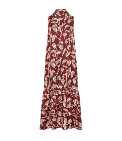 Oslo Silk Dress In Burgundy Vine