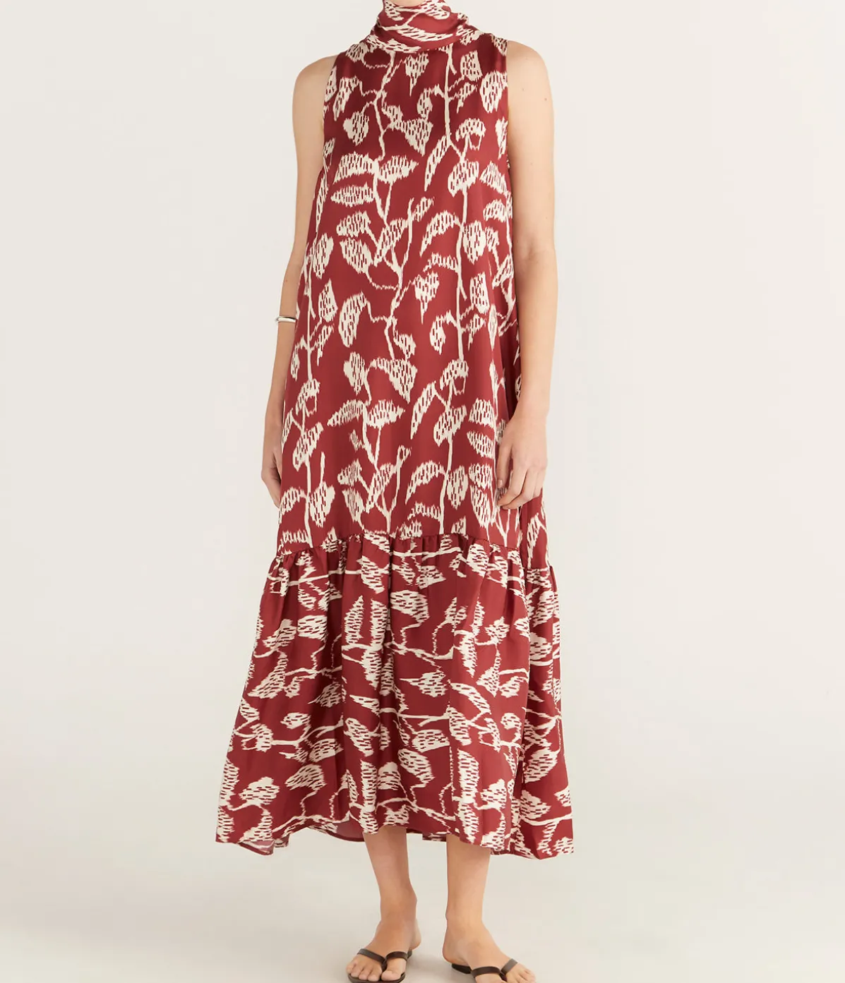 Oslo Silk Dress In Burgundy Vine
