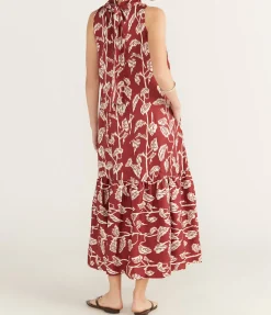 Oslo Silk Dress In Burgundy Vine