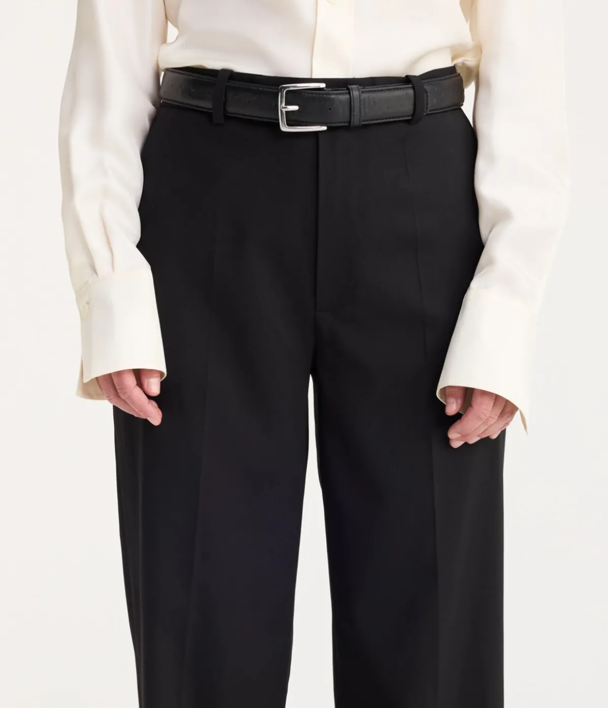 Ostrich Leather Belt In Black