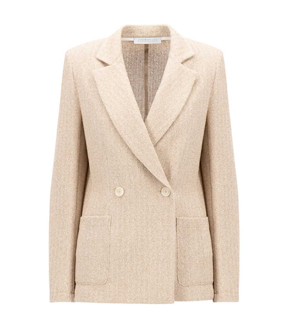 Padded Blazer In White And Beige