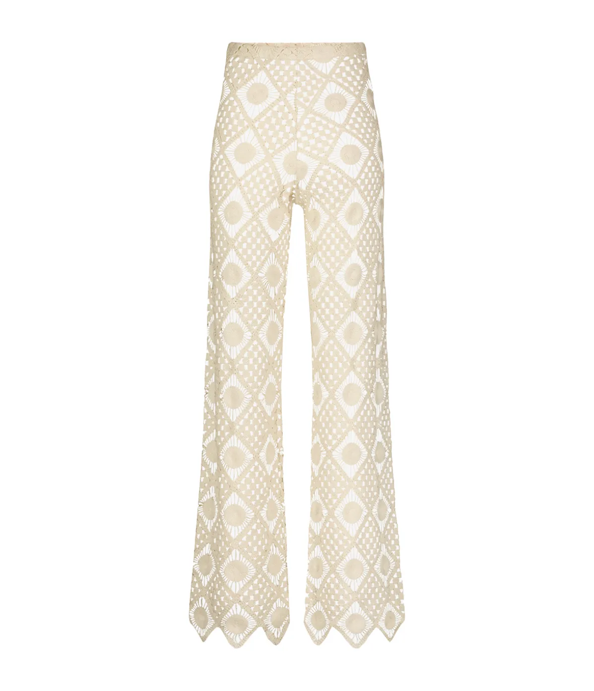 Playa Crochet Wide Leg Pants In Natural Lace
