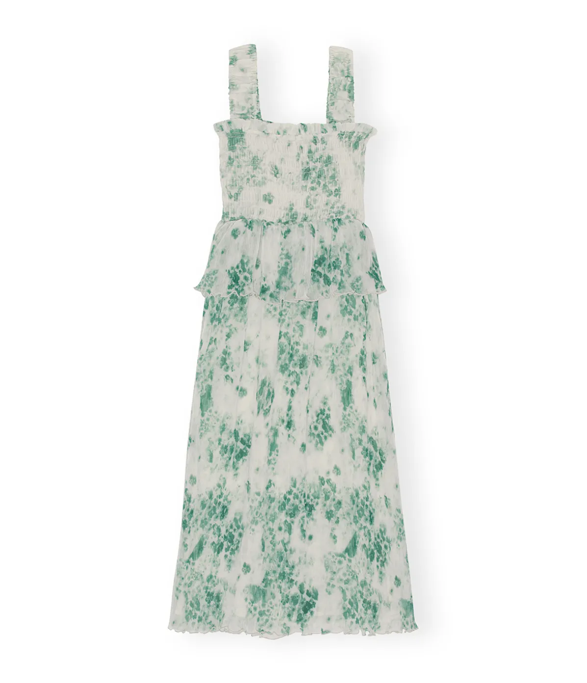 Pleated Georgette Smock Dress In Egret