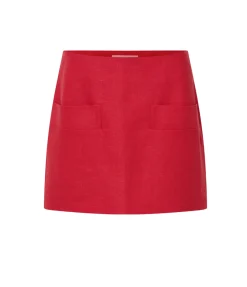 Pocket Detail Mini Skirt In Red