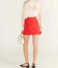 Pocket Detail Mini Skirt In Red