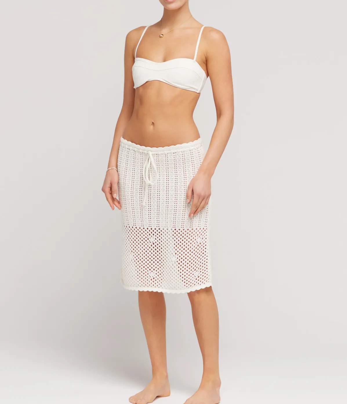 Pointelle Midi Skirt In Fleur