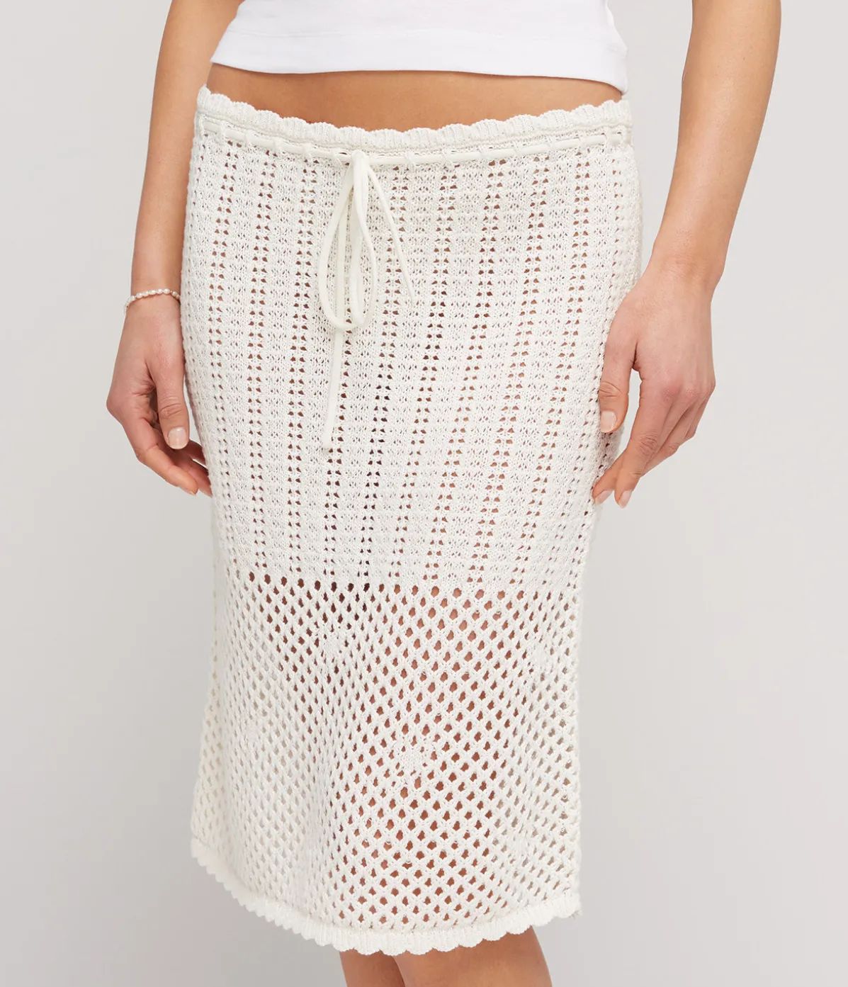Pointelle Midi Skirt In Fleur