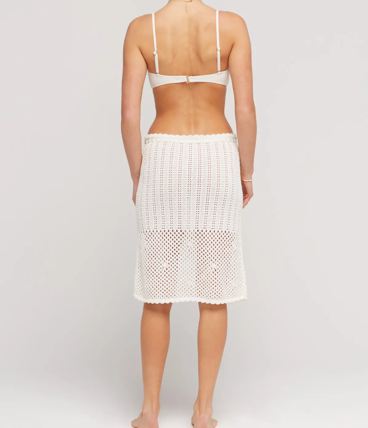 Pointelle Midi Skirt In Fleur
