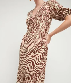Poppy Dress In Brown Marble Zebra