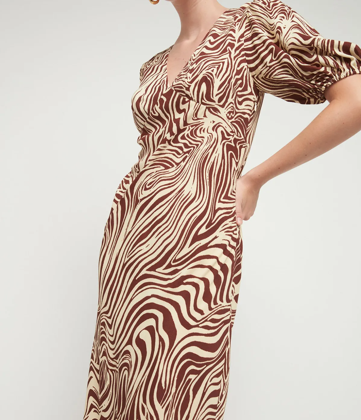 Poppy Dress In Brown Marble Zebra