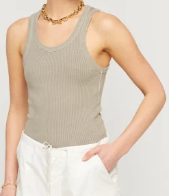 Poppy Scoop Neck Tank In Drab