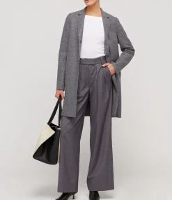 Pressed Wool Cocoon Coat In Grey Marle