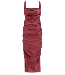 Rachel Cowl Neck Slip Dress In Burgundy