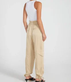 Relaxed Satin Pants In Safari