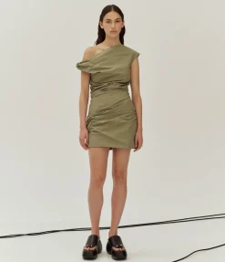 Remmy One Shoulder Mini Dress In Clay