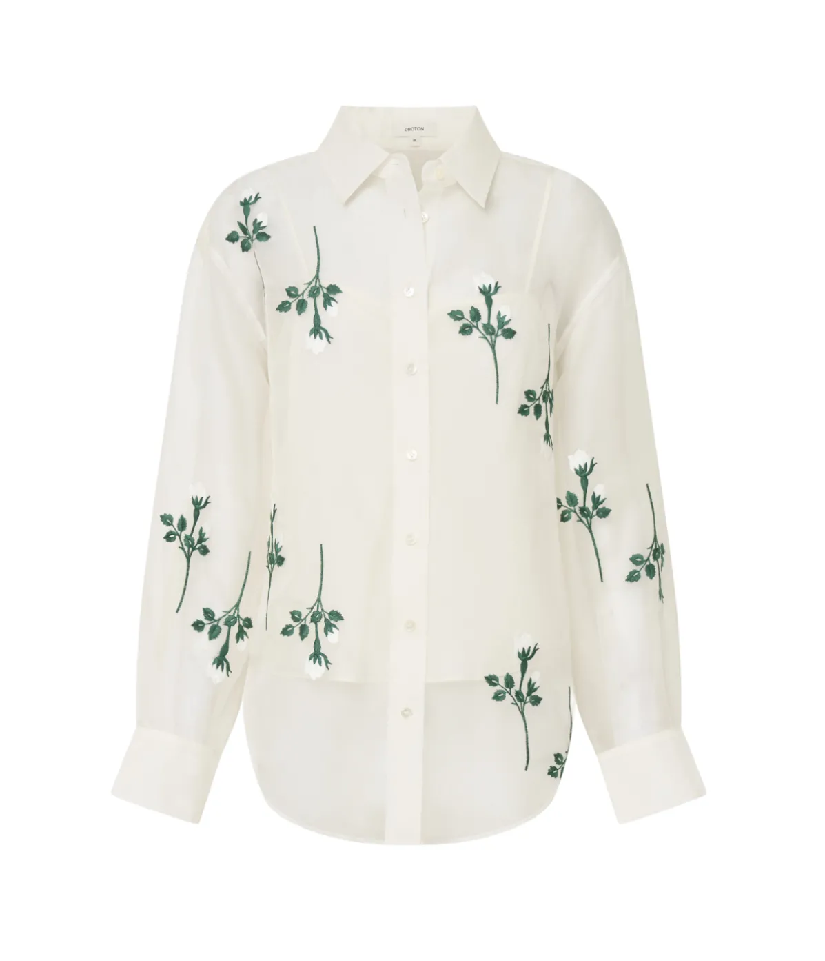 Rosebud Embroidery Shirt In Soft Cream