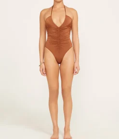 Ruched Vacation One Piece In Maple