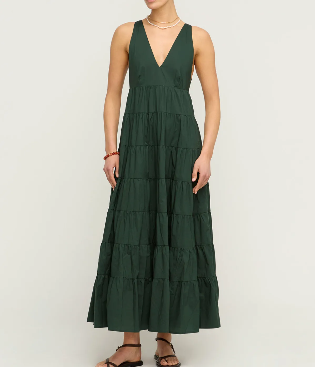 Ryan Tiered Maxi Dress In Forest Green