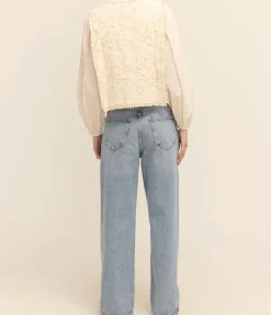 Sabine Embroidery Long Sleeve Top In Cream
