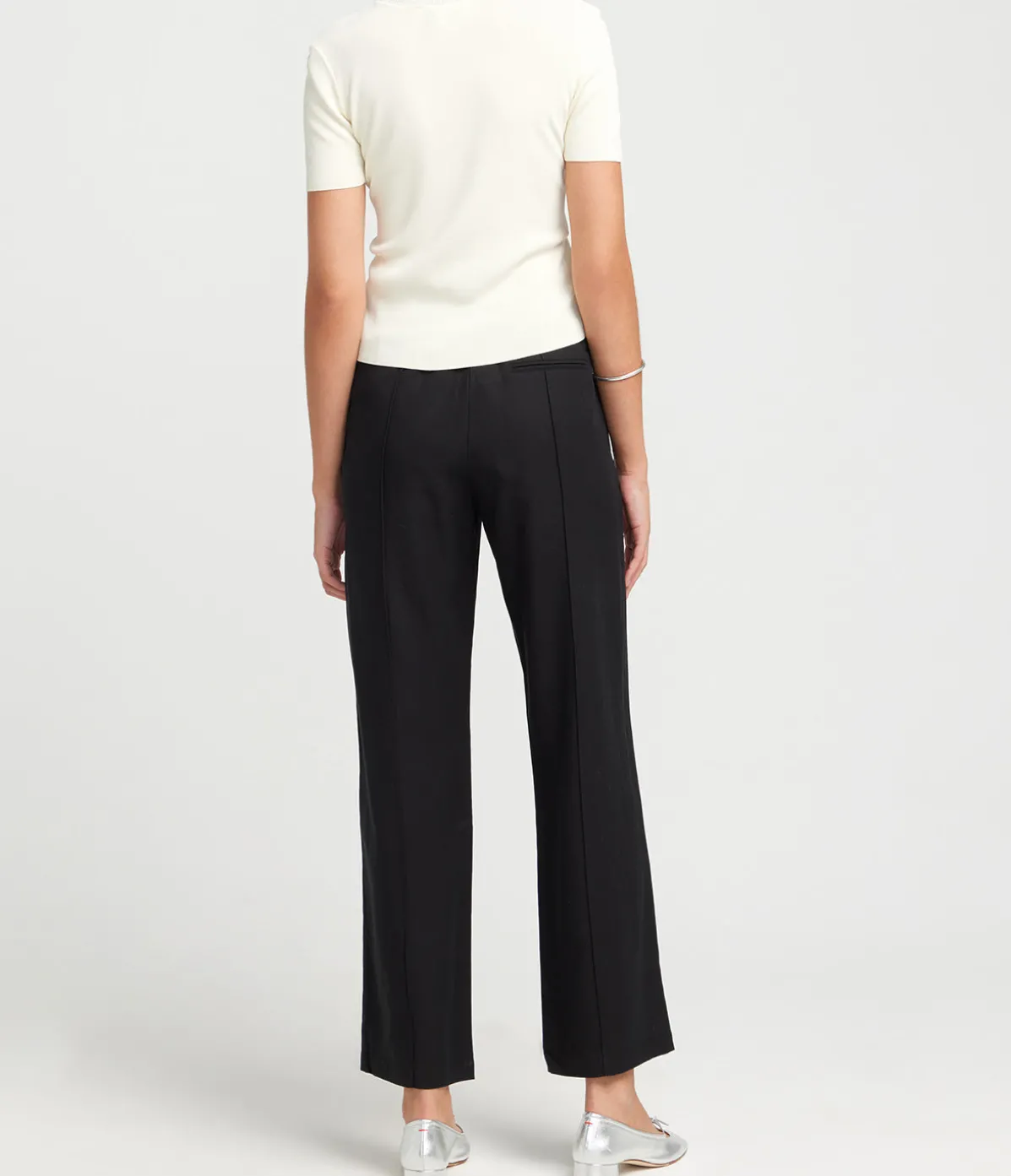 Sahani Slim Leg Silk Linen Pants In Black