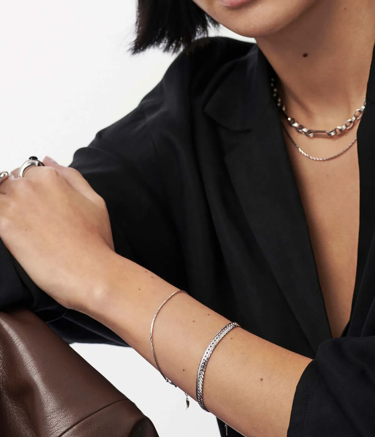 Savi Asymmetric Square Chain Bracelet In Silver