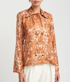Scapala Double Silk Shirt In Amber Print