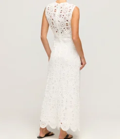 Serena Crochet Midi Dress In Snow