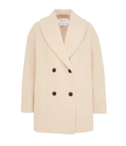 Shawl Collar Wool Jacket In Ecru