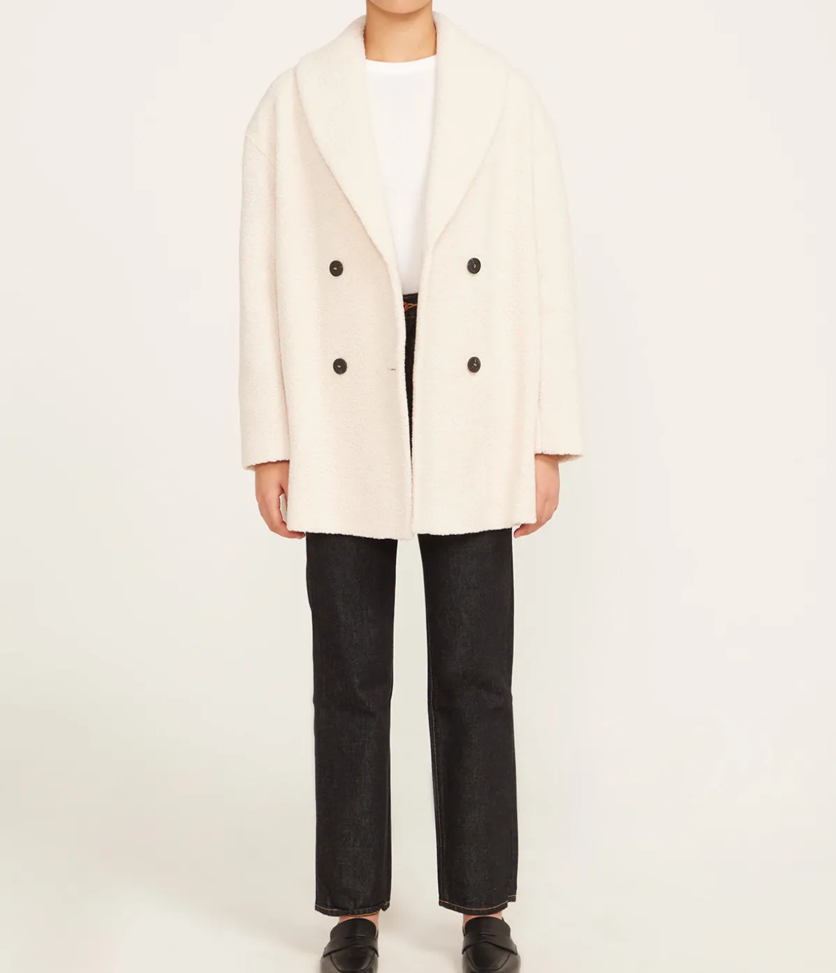 Shawl Collar Wool Jacket In Ecru