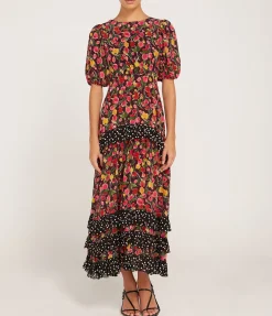 Shireen Dress In Fontainhas Floral Maroon