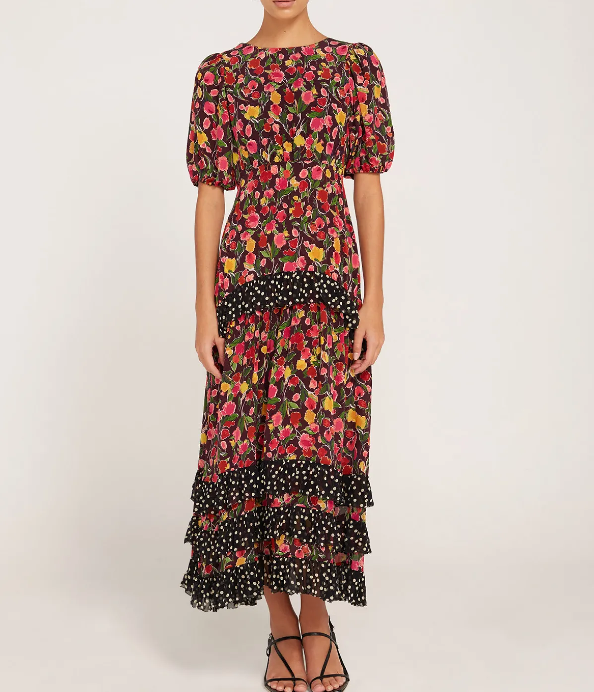 Shireen Dress In Fontainhas Floral Maroon